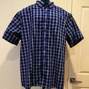 Harbor Bay Blue & white with Green plaid short sleeve mens shirt sz 3XT